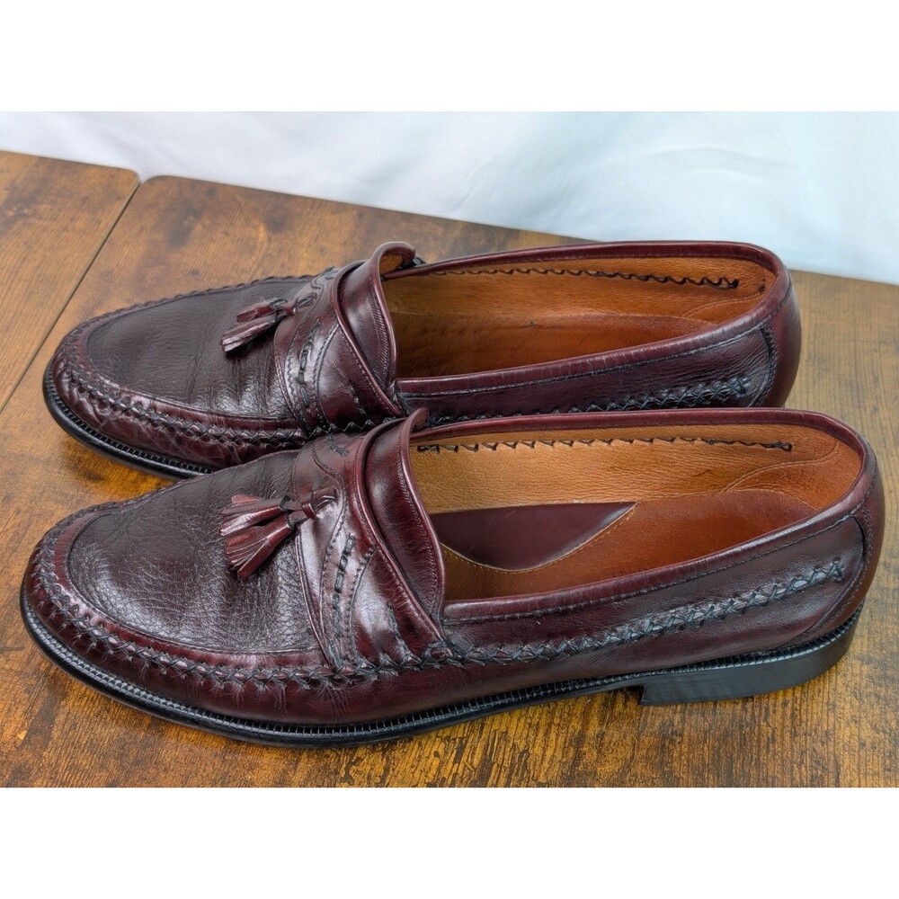 Vito Rufolo Brown Men's Tassel Leather Loafers Size 11 M Italian Weaved Leather